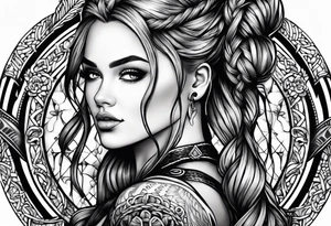 Bikergirl with dutch braids auf den unterarm tattoo idea