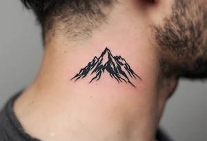 忍 (rěn, “endurance”) in charcoal gray fits beside a mountain silhouette for perseverance. tattoo idea