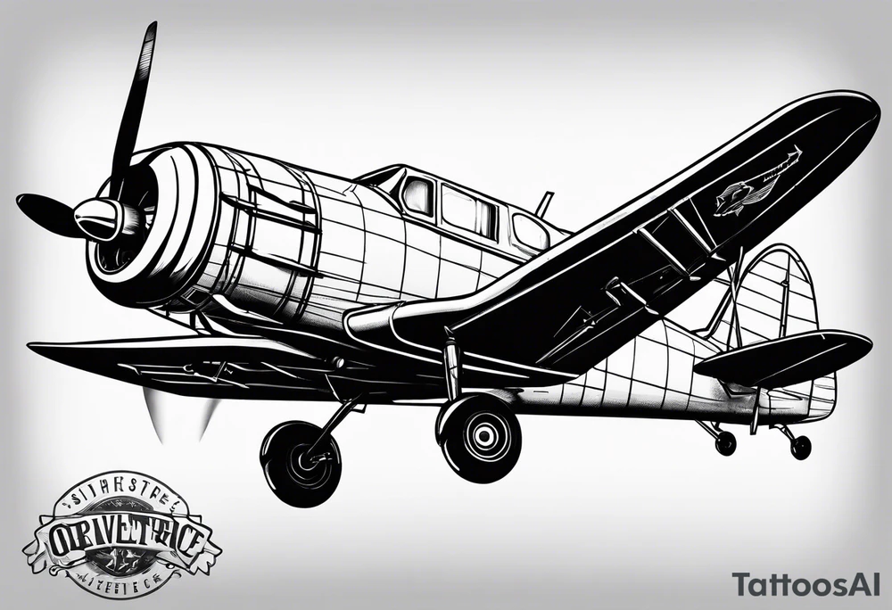 sketch of adventure plane in perspective from the bottom tattoo idea