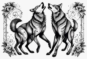 two wolves dancing on their hind legs tattoo idea