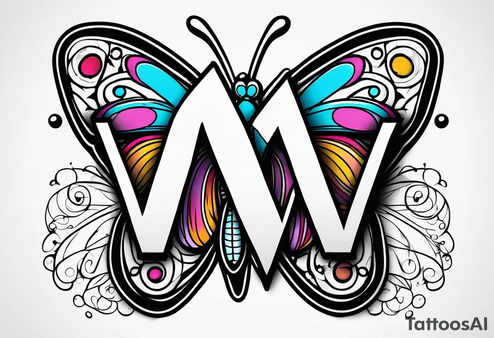 Create a Fine Line tattoo made out of three letter M’s and very pretty maybe a butterfly tattoo idea
