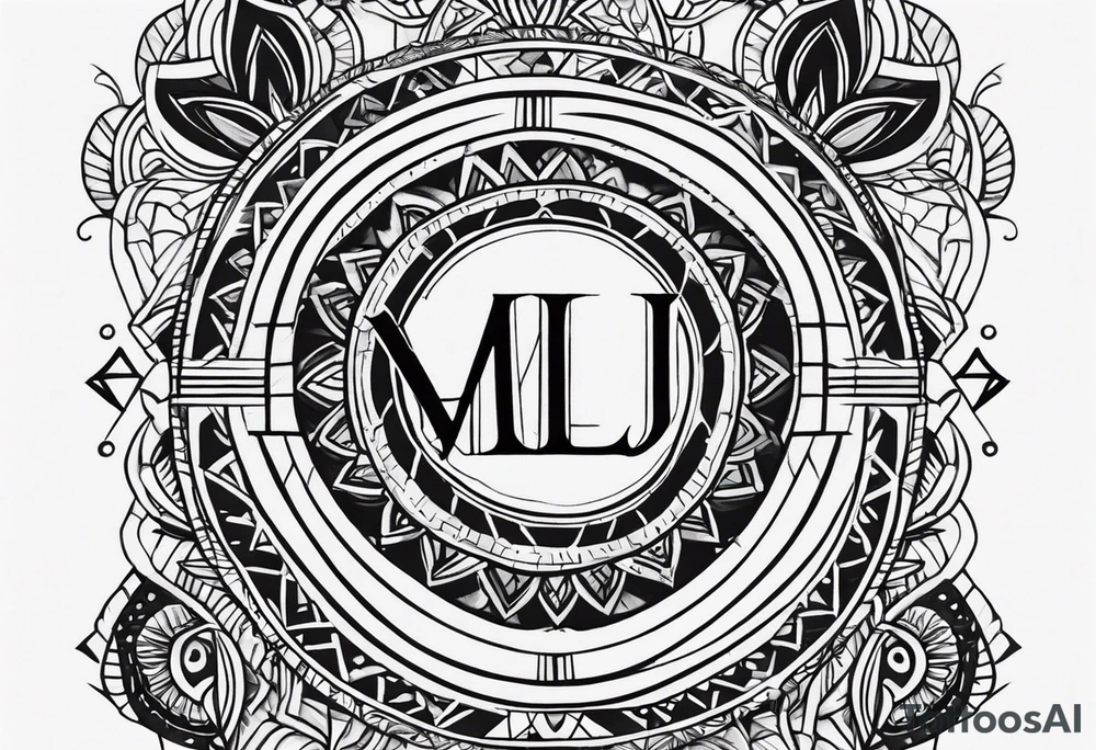 Create a small moluccan style tattoo on the forearm with the initials MLJ, date of birth 22/09/22 tattoo idea