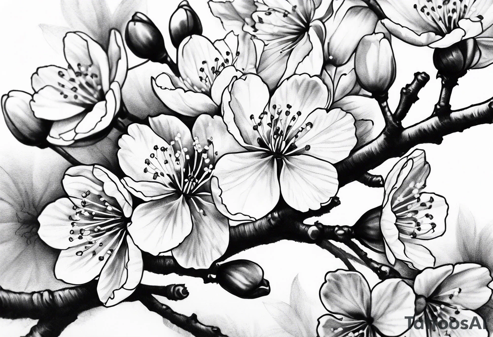 Cherry blossoms and number 7 tattoo idea