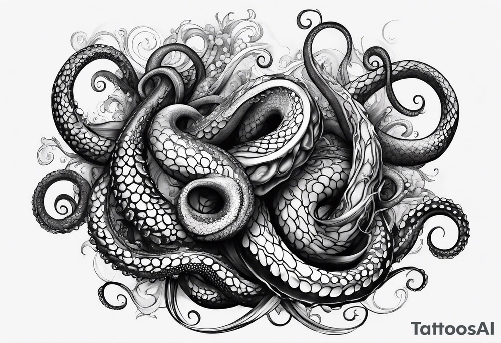 three outstretched tentacle tattoo idea