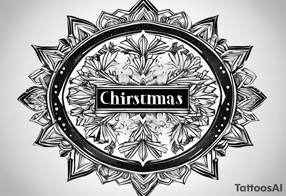 Christmas 2024 personalized name banner on a 20 oz tumbler minimalist snowflake motif tattoo idea