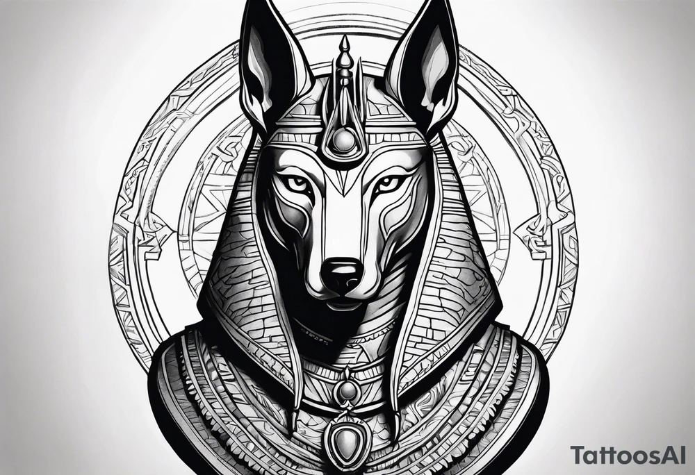 Realistic anubis tattoo idea