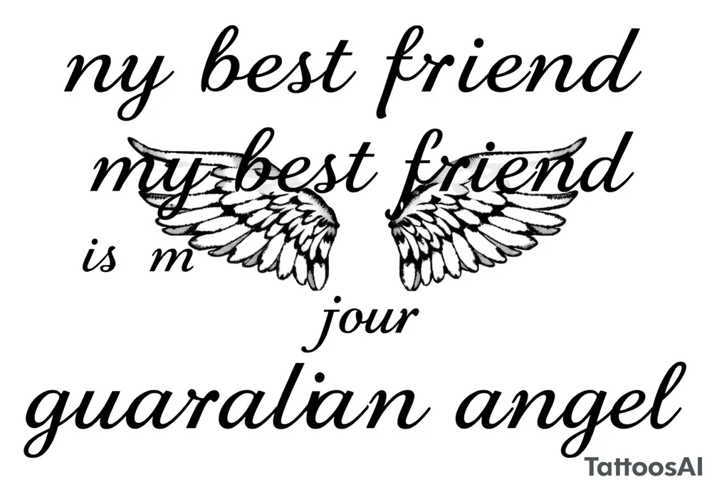 my best friend is my guardian angel with angel wings tattoo idea