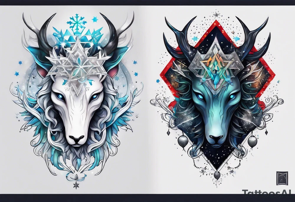 Constellation, animal alien, snowflake tattoo idea
