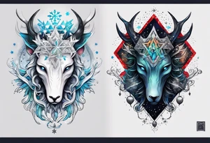 Constellation, animal alien, snowflake tattoo idea