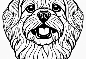 A mixed breed Pekingese and Shih-Tzu dog. Just the contours of the outline of his face. He has big eyes and cute crooked teeth. Use just one continuous line. tattoo idea