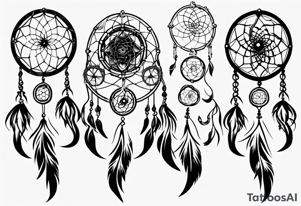 Phoenix dream catcher tail tattoo idea