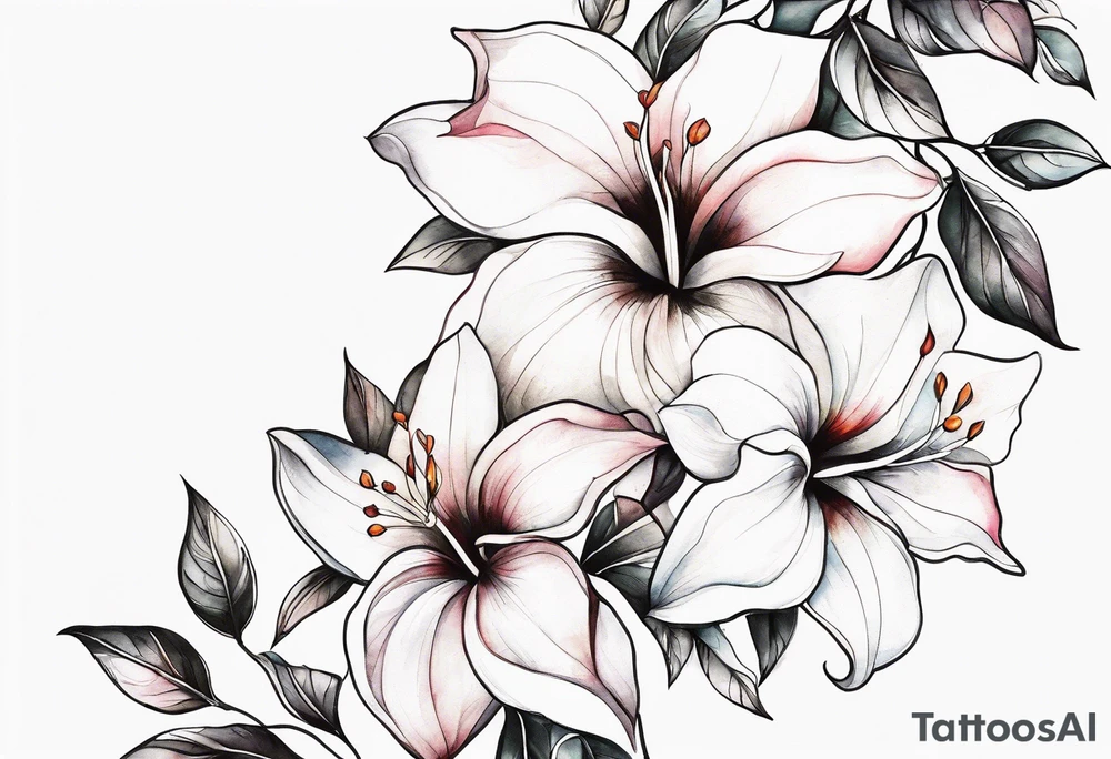 abstract mandevilla flowers on a vine tattoo idea