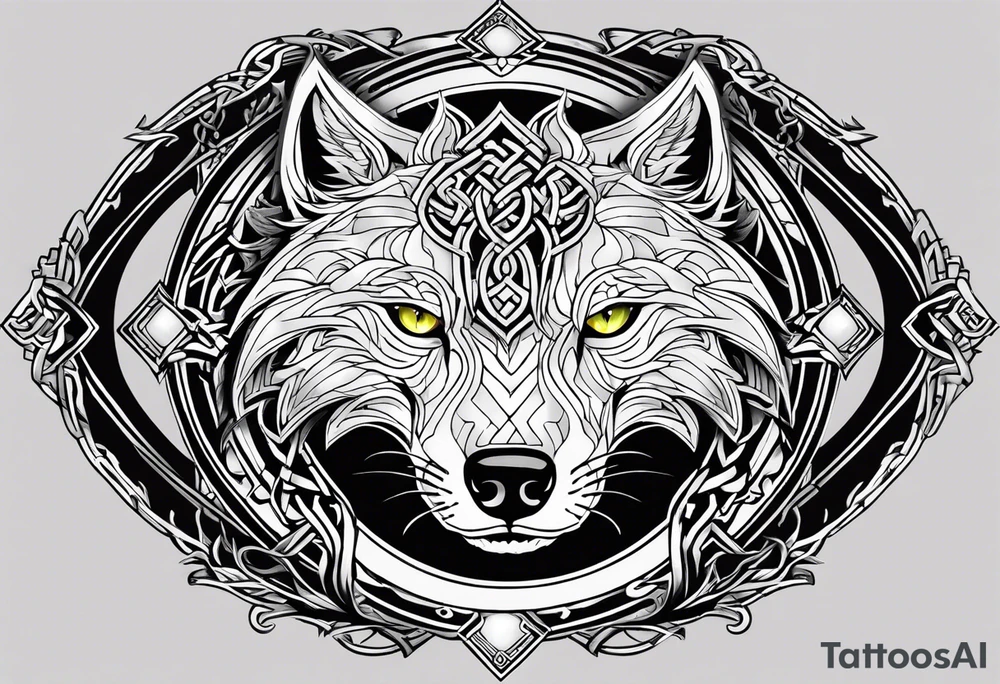 A powerful tattoo design combining Nordic, Greek, and Celtic symbols to represent someone who made you believe in humanity's goodness, only to turn out to be its ultimate betrayer. The centerpiece is a snarling wolf, symbolizing Fenrir, with glowing eyes and an open mouth, representing betrayal and destruction. Surrounding the wolf is the Ouroboros, a serpent eating its own tail, symbolizing the endless cycle of trust and betrayal. The Triskelion, with its three interlocking spirals, appears in the background or as a border, representing the shifting balance between light and dark. Incorporate fire and ice elements to reflect the contrast between warmth (trust) and coldness (betrayal), with Celtic knotwork and runes adding ancient, mystical depth to the design.
make sure that each part of the tattoo is obviously represented tattoo idea