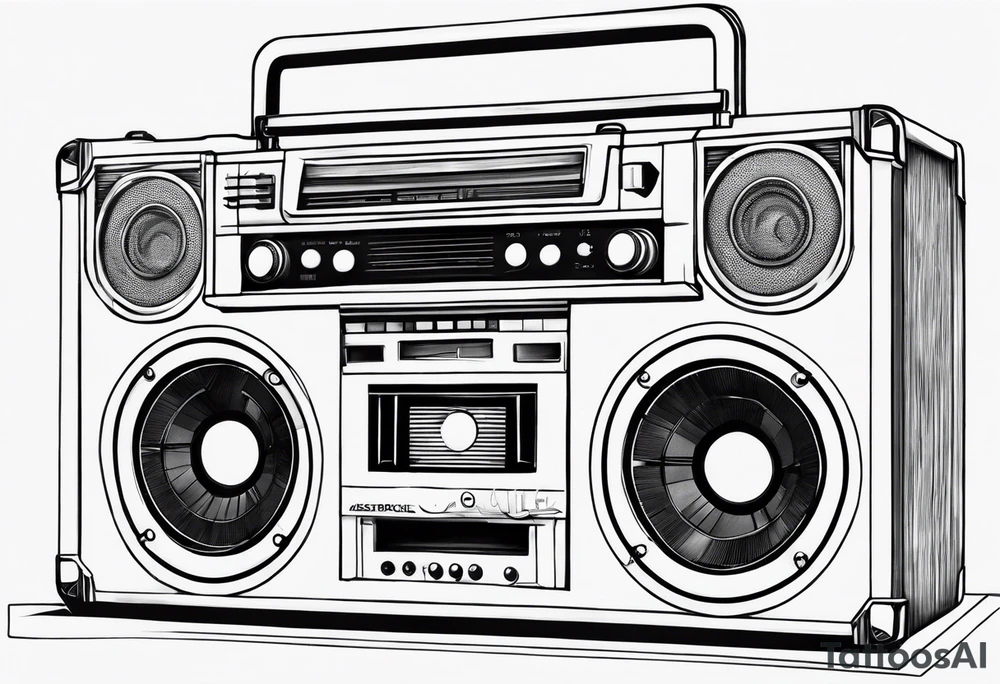 A boombox in fineline very minimalistic tattoo idea