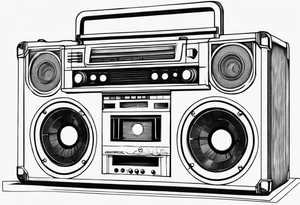 A boombox in fineline very minimalistic tattoo idea