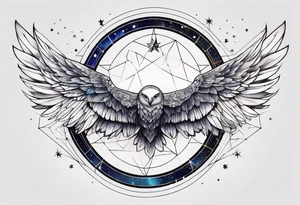 Constellation, wing , snow , géométric tattoo idea