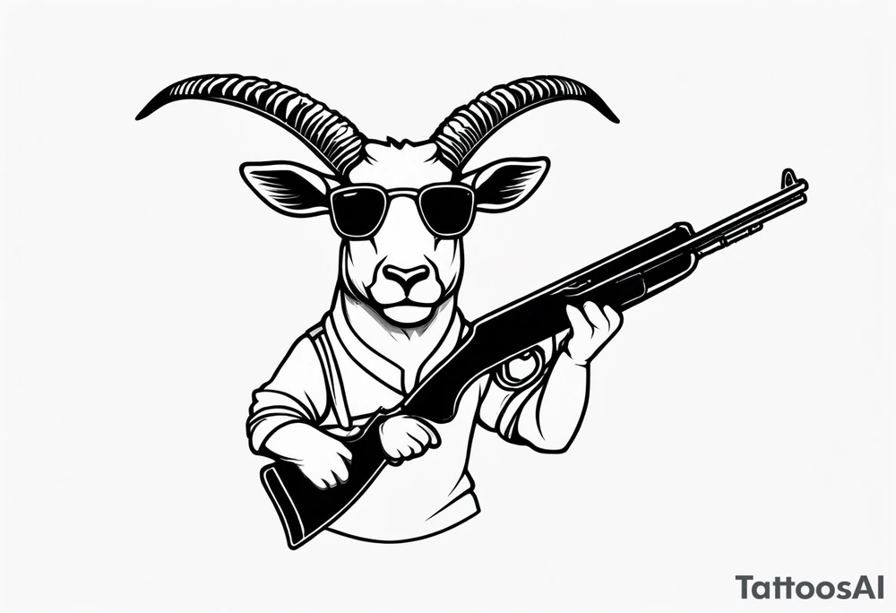 capricorn with sunglasses and shotgun tattoo idea