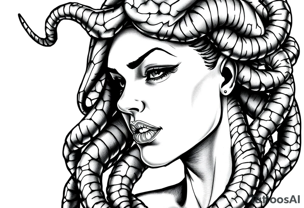 medusa with boobs tattoo idea