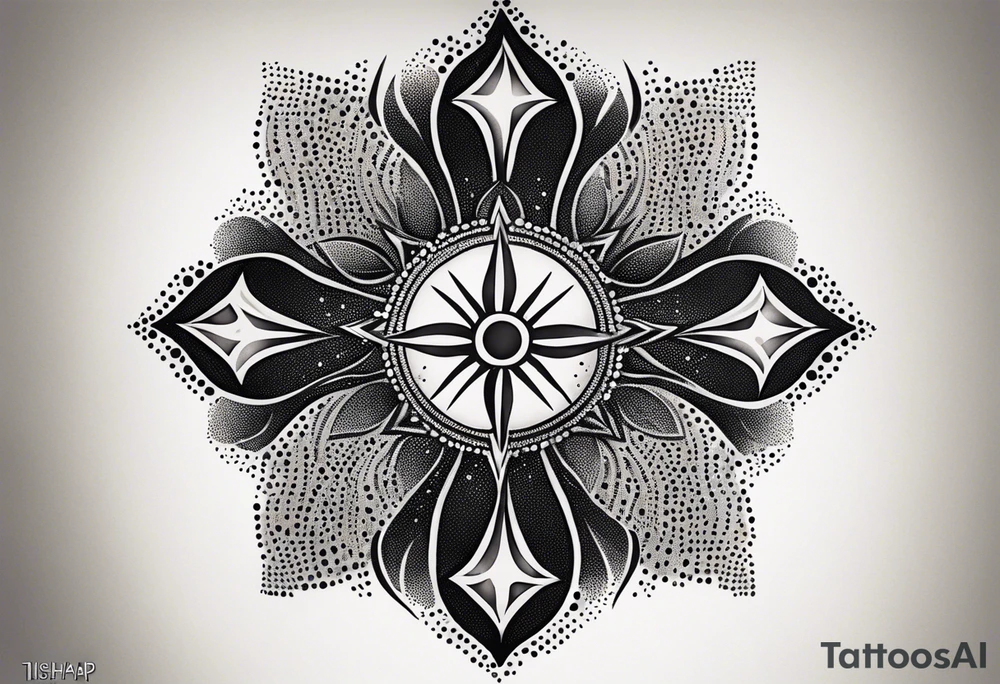 small, sun cross ,  elegant, 
 vishap tattoo idea