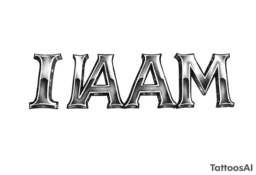 3D chrome letters I A M tattoo idea