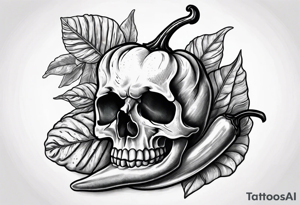 A skull on a chilli pepper tattoo idea