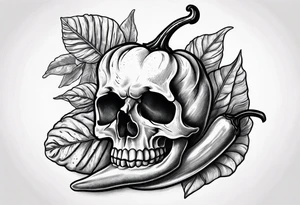 A skull on a chilli pepper tattoo idea