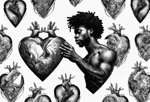 Black Man holding his heart tattoo idea