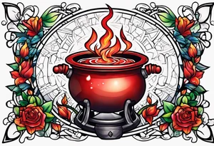 red cauldron tattoo idea