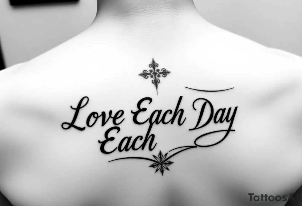 tattoo that says Love Each Day in a fancy font for a female tattoo idea