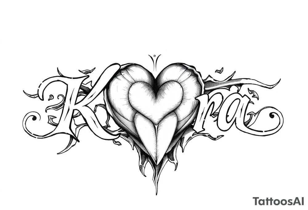 The name Kara with a heart tattoo idea