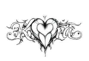 The name Kara with a heart tattoo idea