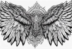 Wings with the word Glenn in the middle tattoo idea