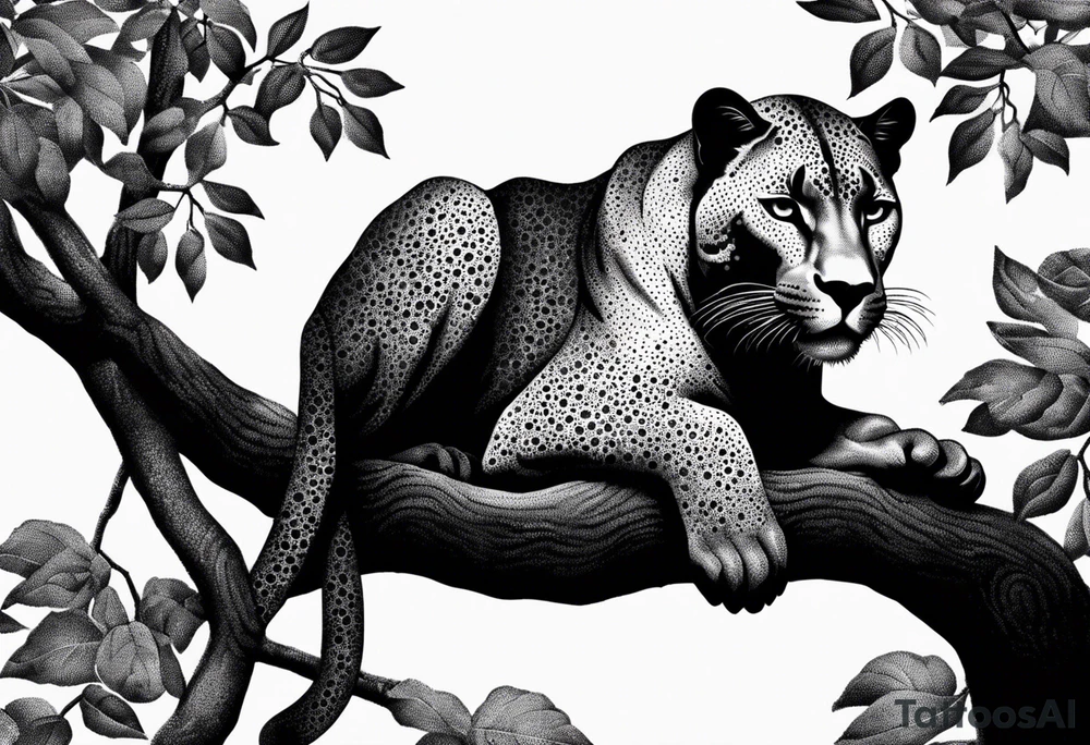 panther on a tree branch tattoo idea