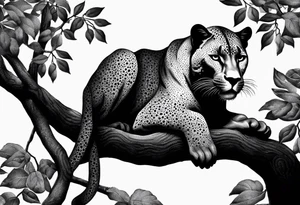 panther on a tree branch tattoo idea