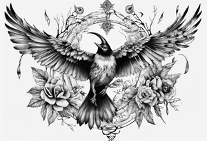 this bird you cannot change, highly detailed tattoo idea