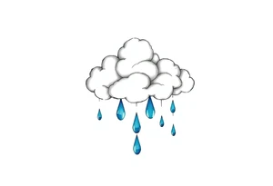 blue rain drops with cloud tattoo idea