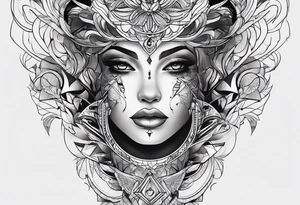 abstraction lines on leg tattoo sketch tattoo idea