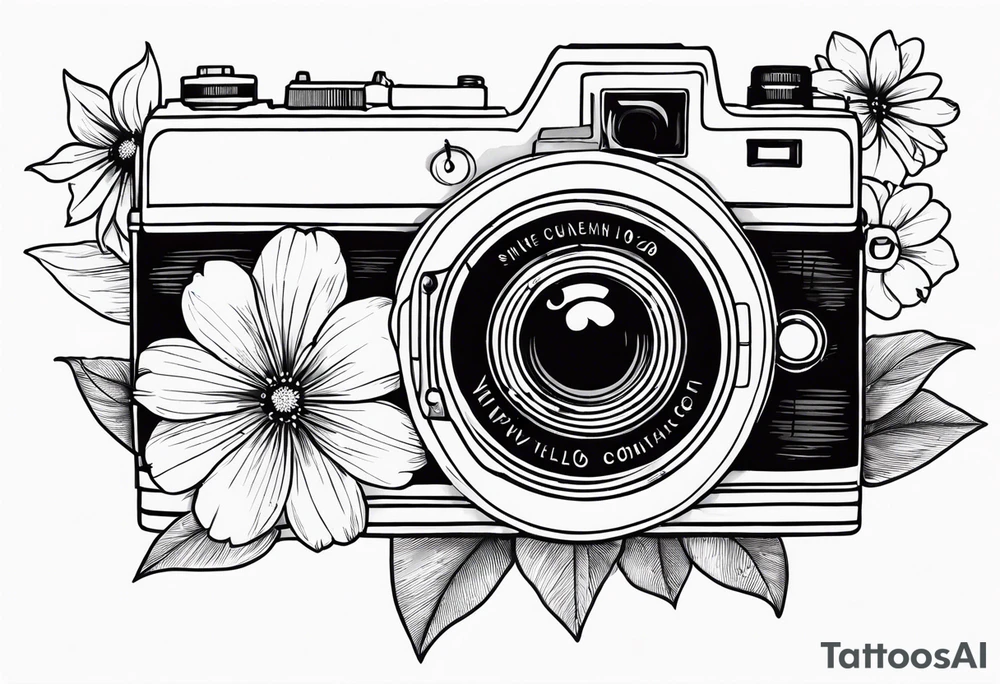 Vintage camera with flowers. tattoo idea