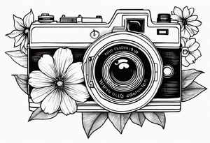 Vintage camera with flowers. tattoo idea