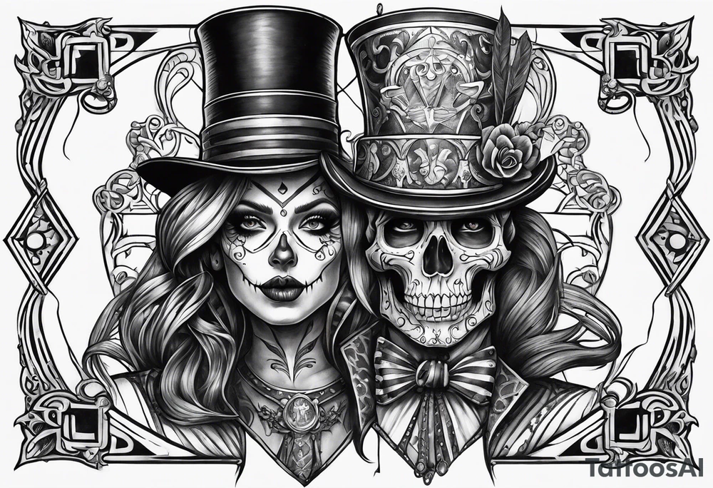 Gothic skeleton circus tattoo idea