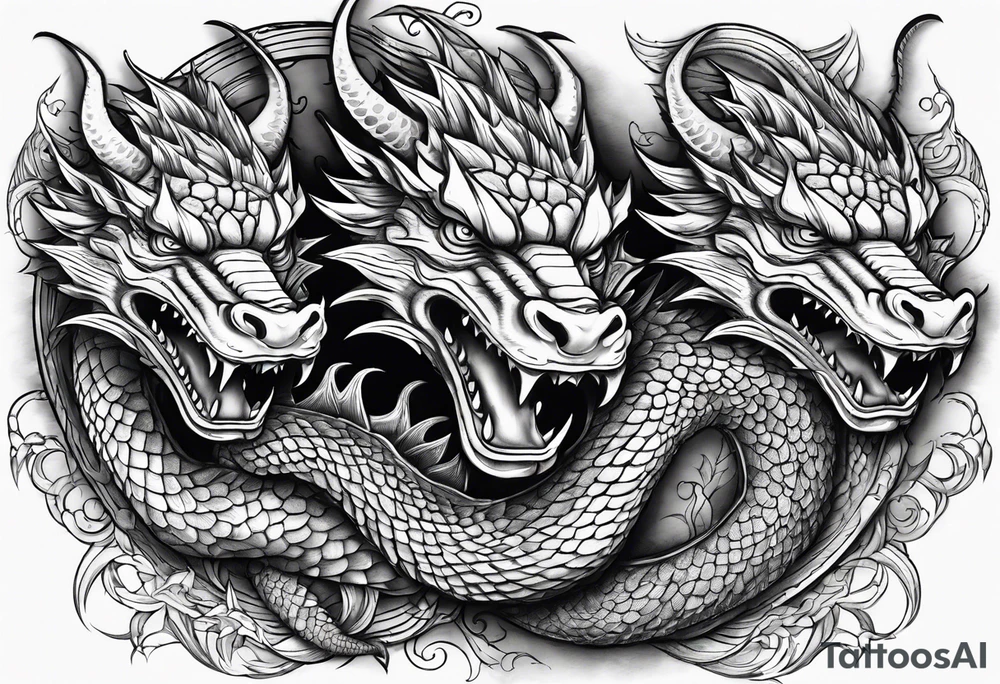 3 dragons are flying tattoo idea
