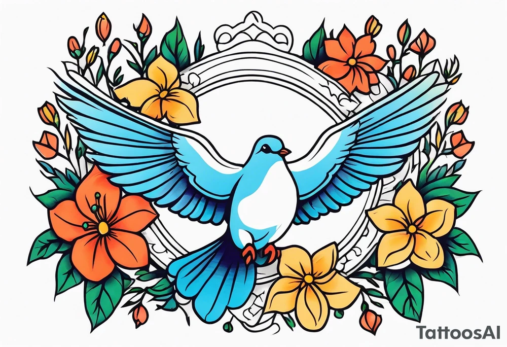 dove

vintage tattoo style old school traditional bold color simple with flowers surrounded tattoo idea