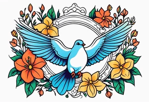dove

vintage tattoo style old school traditional bold color simple with flowers surrounded tattoo idea