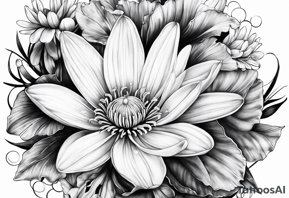 Water Lillie and Daisy tattoo idea