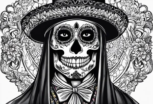 day of dead,man,standing,horizontal,cover up tattoo idea