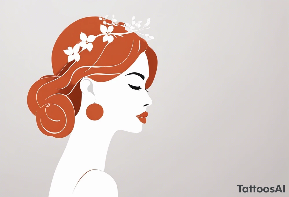A ilustração deve representar Oxum Opará, tendo uma figura feminina no centro. Sua cabeça é adornada com uma coroa, tendo contas presas na coroa que cobrem seu rosto. Seu cabelo está preso em uma trança. Na mão esquerda carrega um Abebé, que é espelho. Na mão direita carrega uma adaga, uma pequena espada. tattoo idea