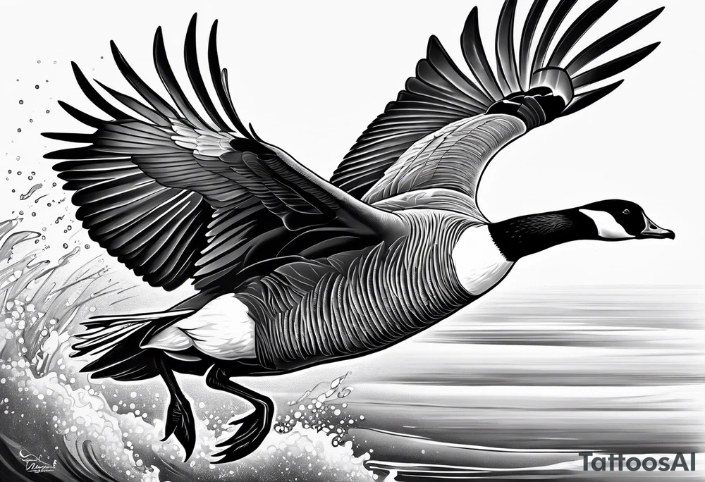 flying canadian goose tattoo idea