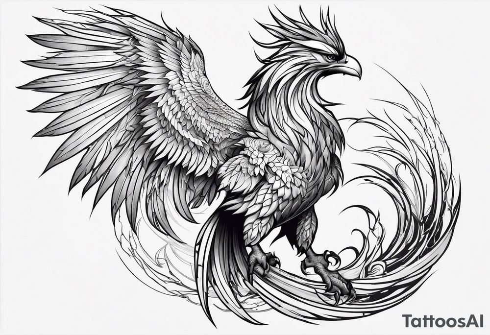 Heavy metal phoenix being reborn tattoo idea