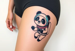 Panda with astronaut suit in outer space tattoo idea