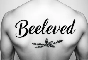 make me an image the word “Beloved” in various cursive fonts underlined by a sage bundle beneath it tattoo idea